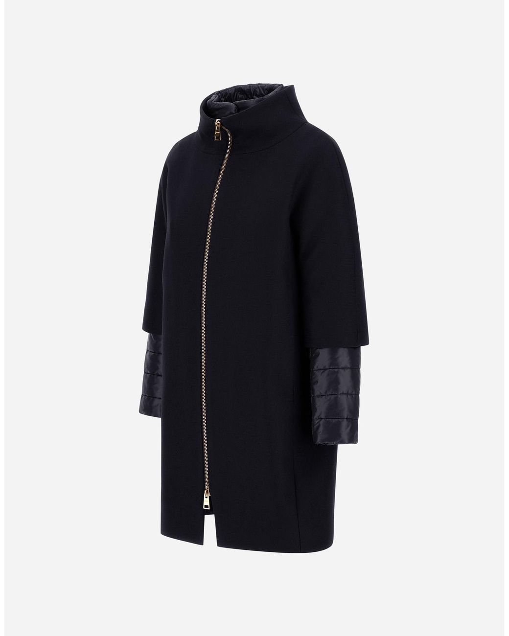Herno Blue Ecowool And Nylon Ultralight Coat