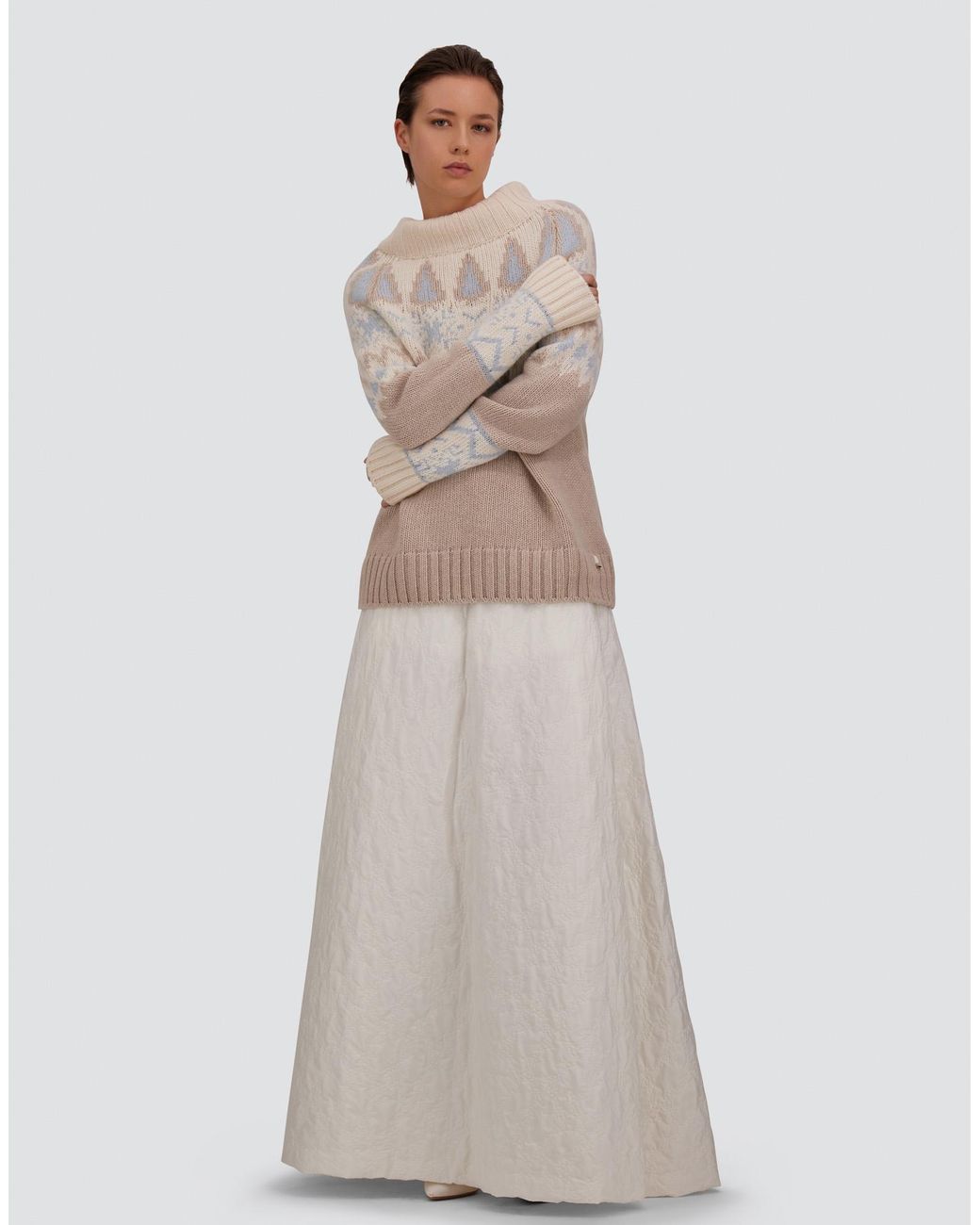 Herno White Mohair Jumper With Norwegian Pattern