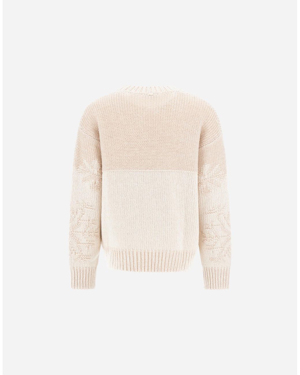 Herno White Wool Jumper With Vanisé Inlay