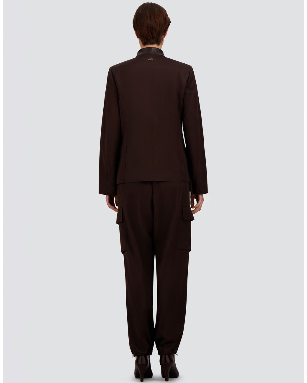 Herno Brown Viscose And Wool Satin Cargo Trousers
