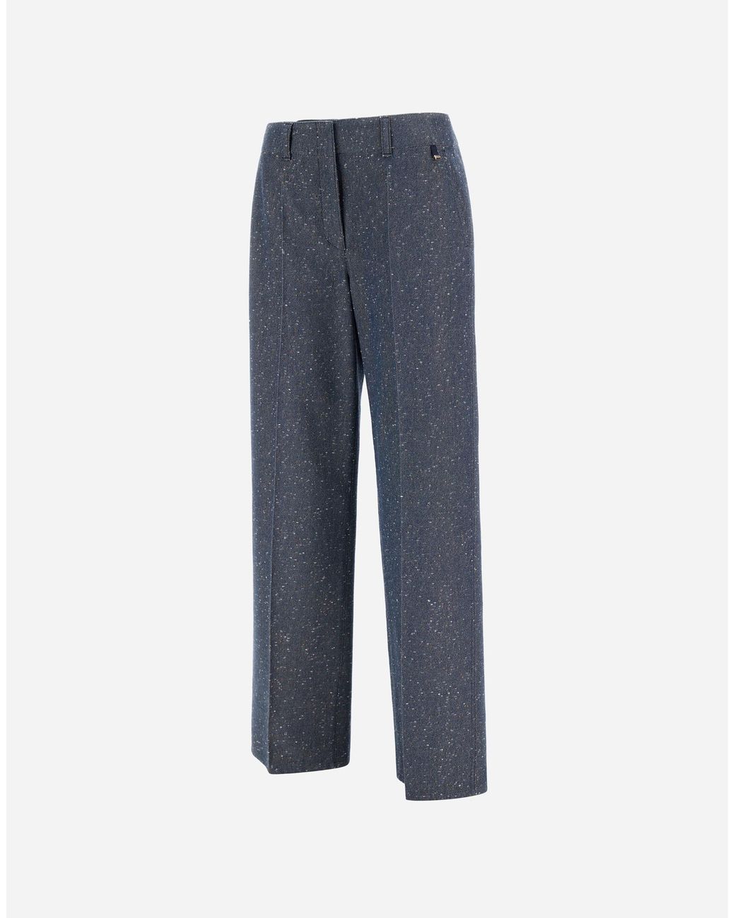 Herno Blue Denim-Effect Wool Trousers