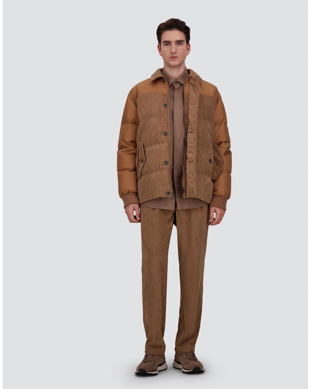 Herno Brown Wool Gabardine Shirt for men