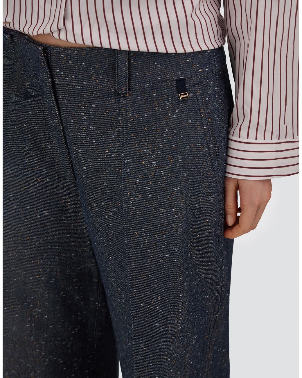 Herno Blue Denim-Effect Wool Trousers