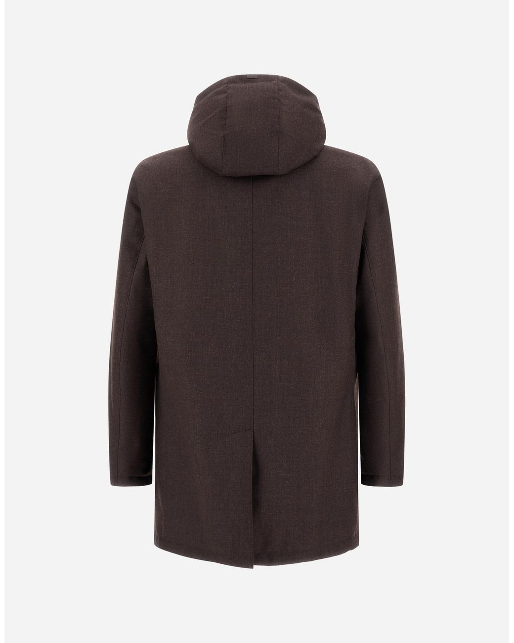 Herno Brown Flannel Coat With Waterproof Membrane for men