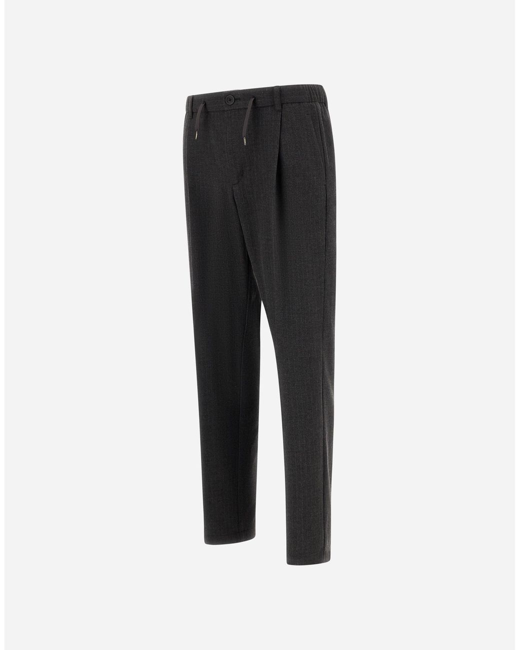 Herno Black Pinstriped Technical Fabric Trousers for men