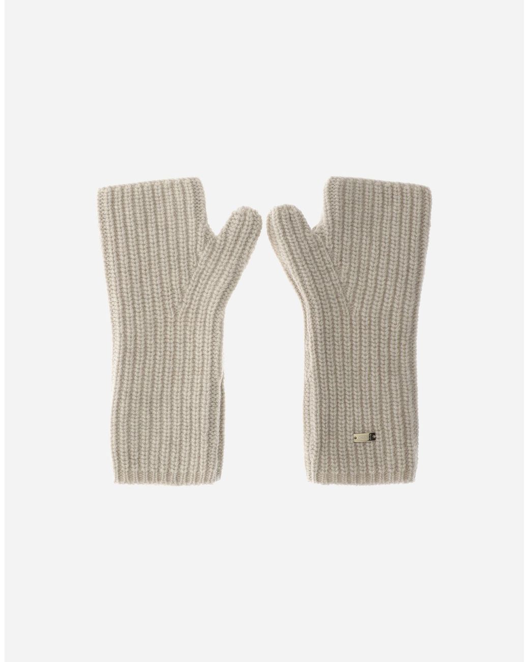 Herno White Guantes De Cob Stitch Carded Wool