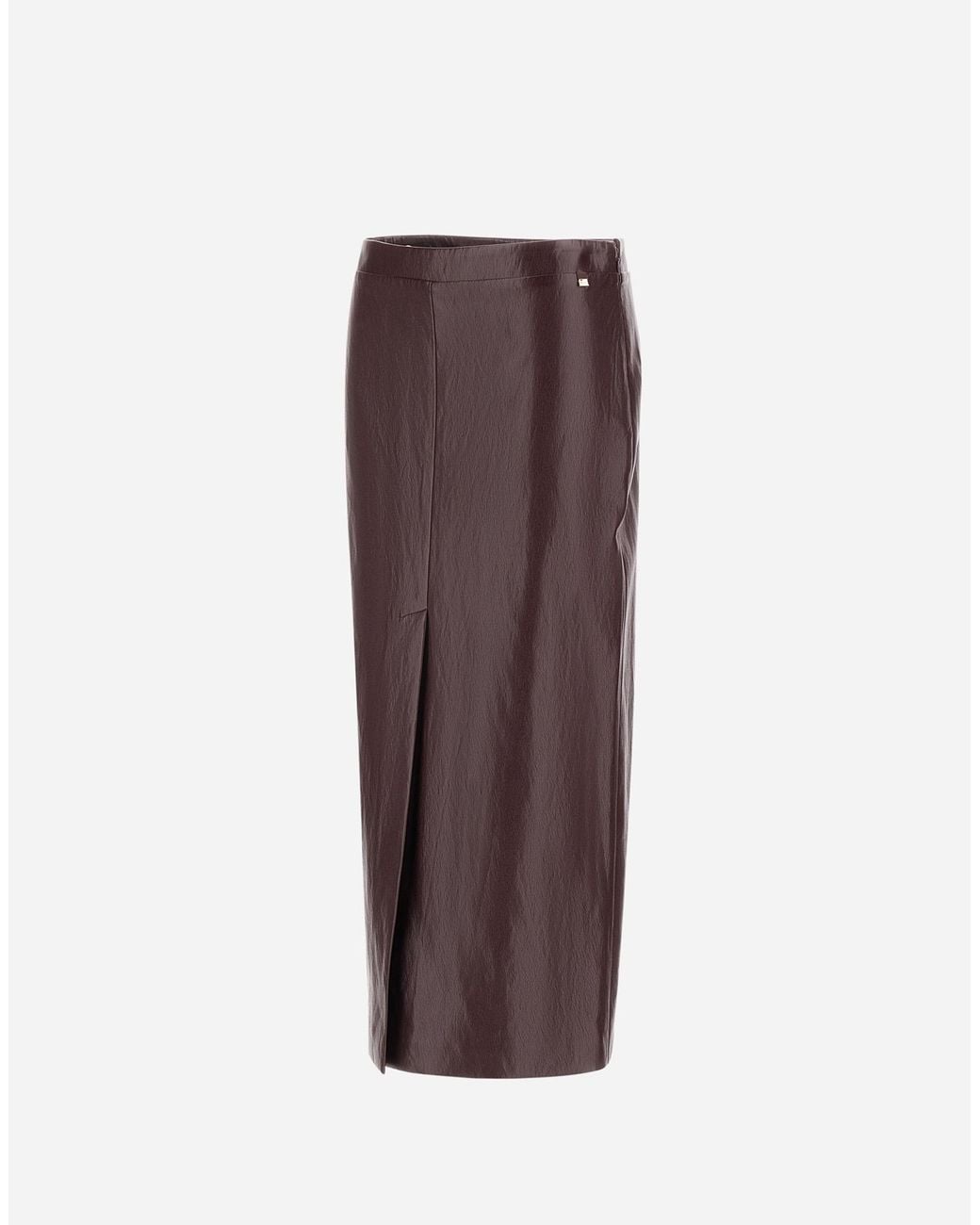 Herno Purple Leather-Effect Skirt