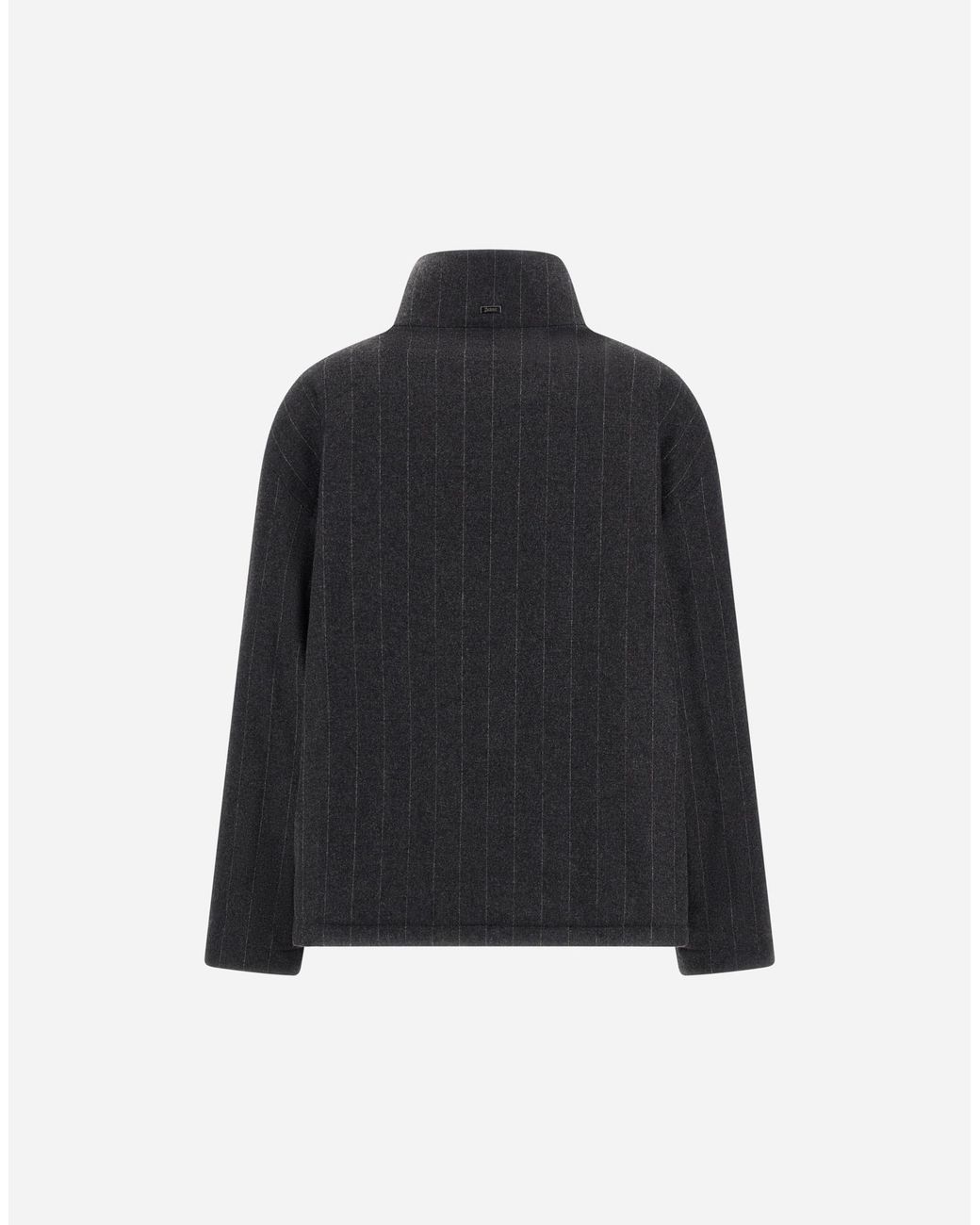 Herno Blue Stretch Wool Jacket With Pinstripe Pattern