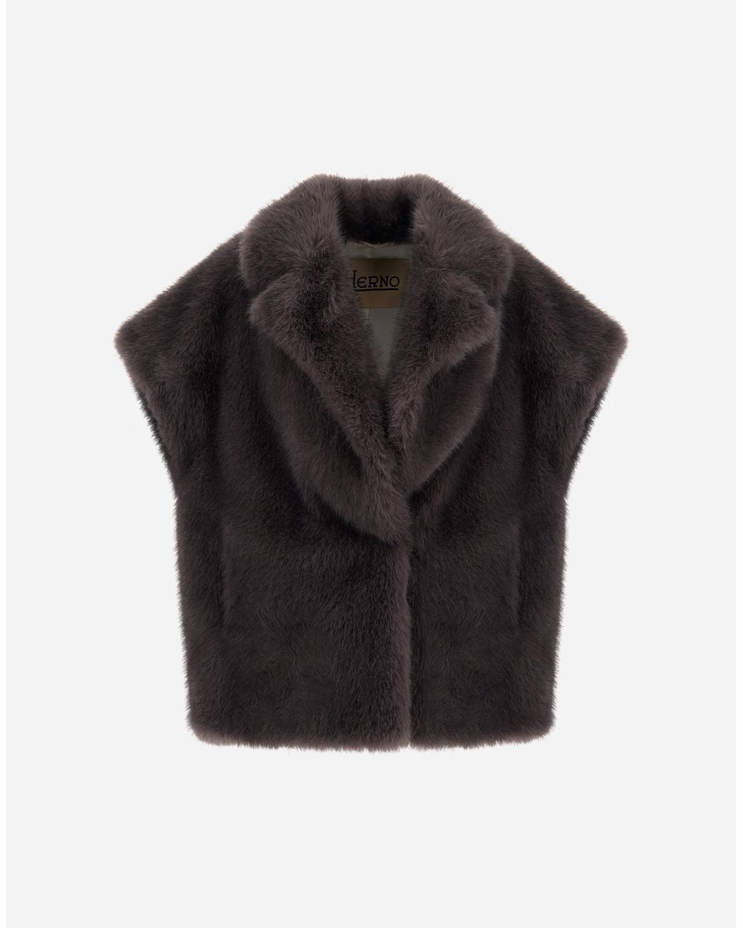 Herno Black Long-Pile Fur-Touch Vest