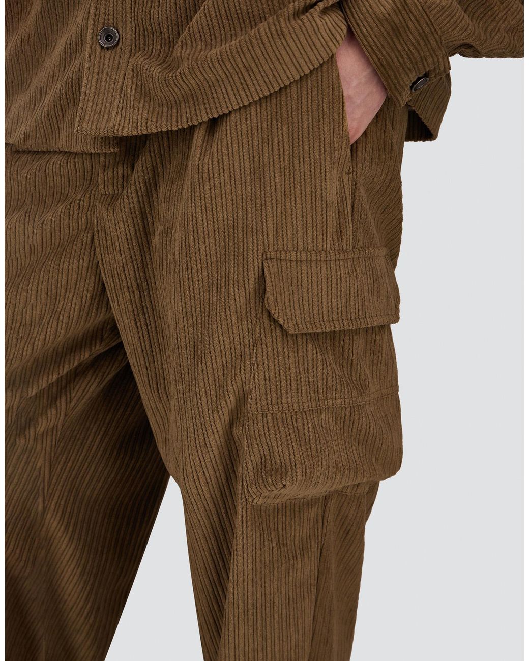 Herno Natural Corduroy Cargo Trousers for men