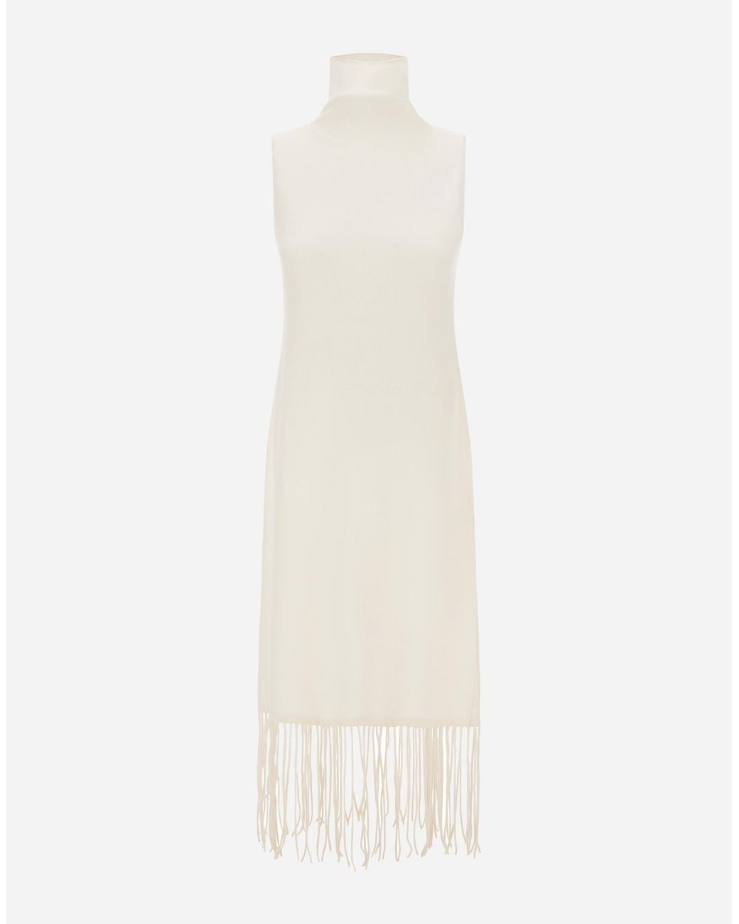 Herno White Wool And Cashmere Stocking-Stitch Dress