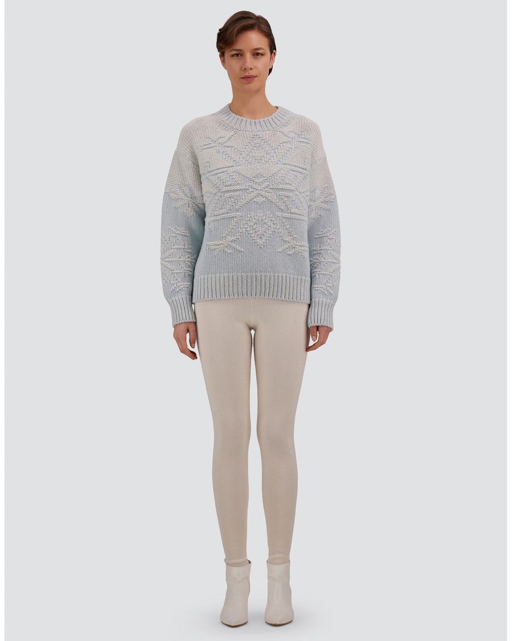 Herno White Wool Jumper With Vanisé Inlay