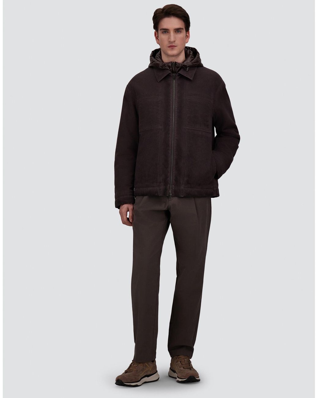 Herno Brown Denim-Effect Gabardine And Nylon Ultralight Jacket for men