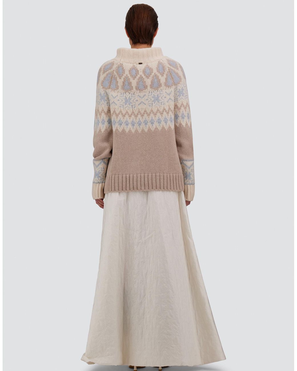 Herno White Mohair Jumper With Norwegian Pattern