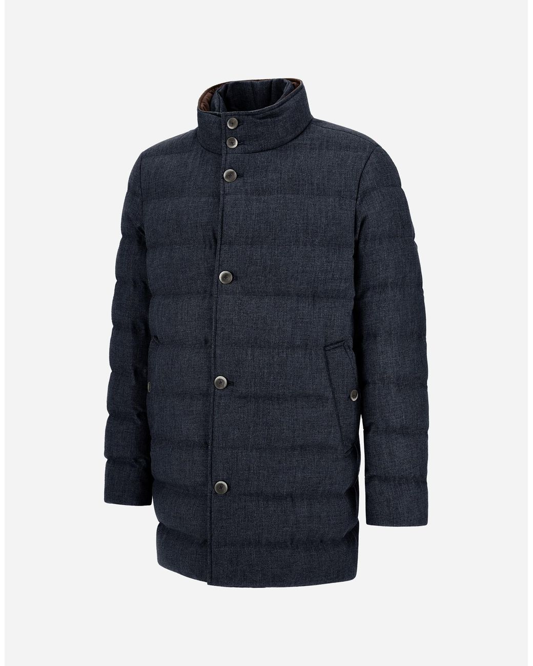 Herno Blue Wool-Blend, Viscose And Suede-Effect Carcoat for men