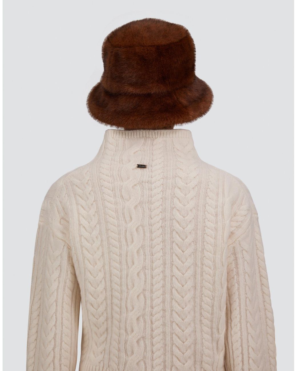 Herno Brown Mink-Effect Fur-Touch Hat
