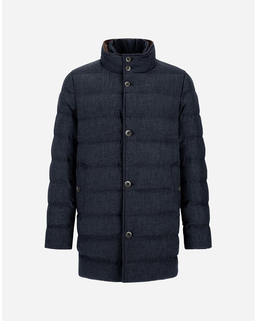 Herno Blue Wool-Blend, Viscose And Suede-Effect Carcoat for men