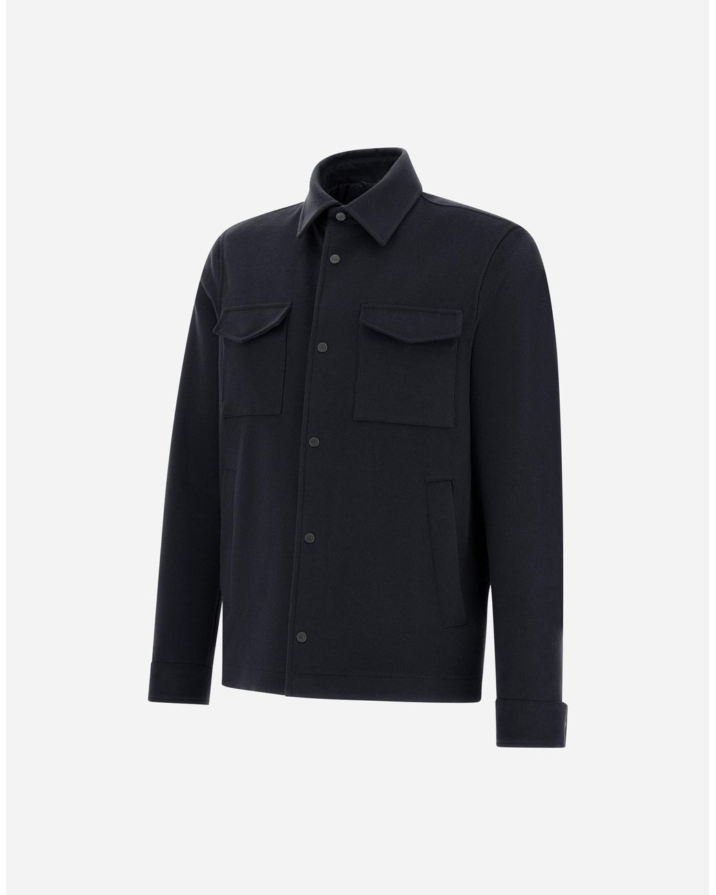 Herno Blue Cashmere And Wool Shacket for men