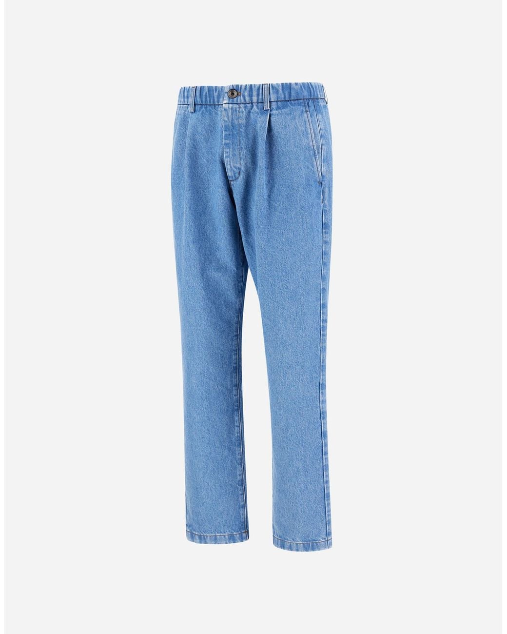 Herno Blue Pleated Denim Trousers for men