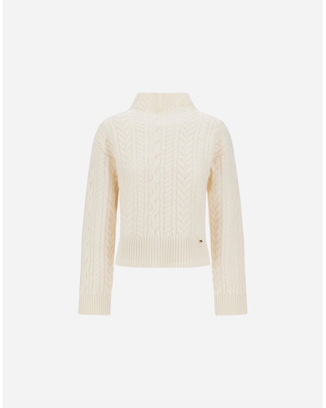 Herno White Cable-Knit Wool Jumper