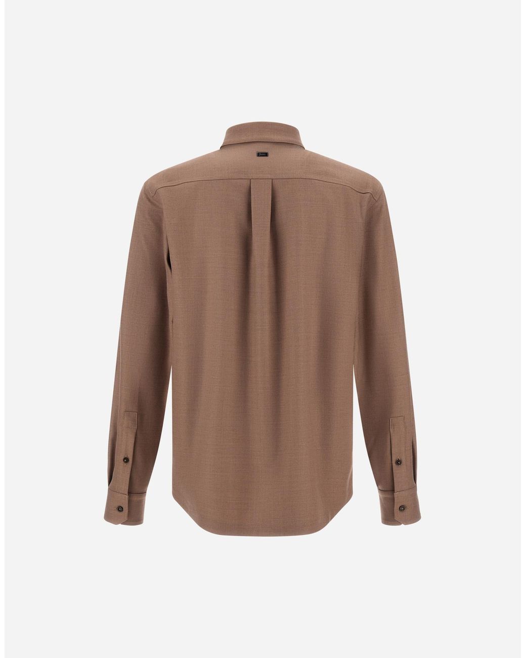 Herno Brown Wool Gabardine Shirt for men