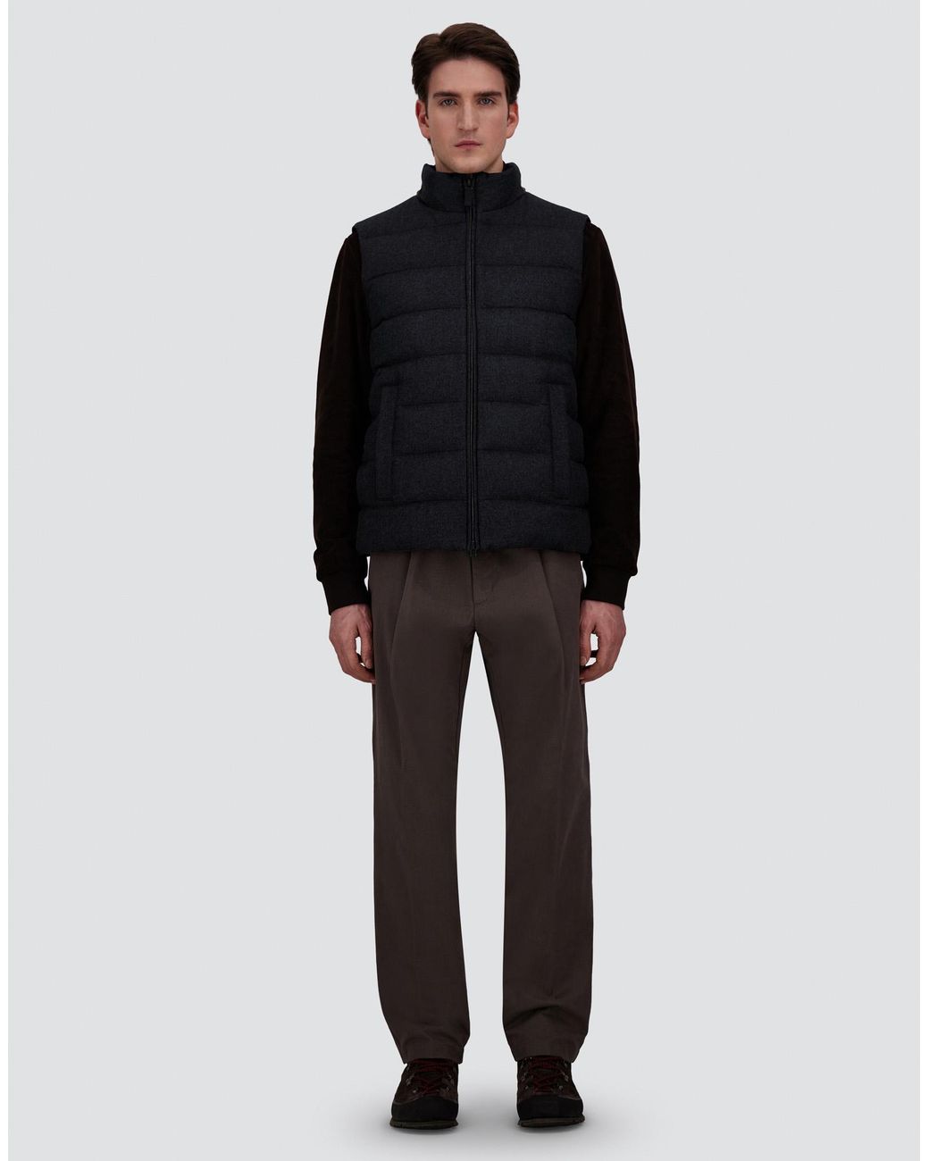 Herno Black Cashmere And Silk Vest With Monogram for men