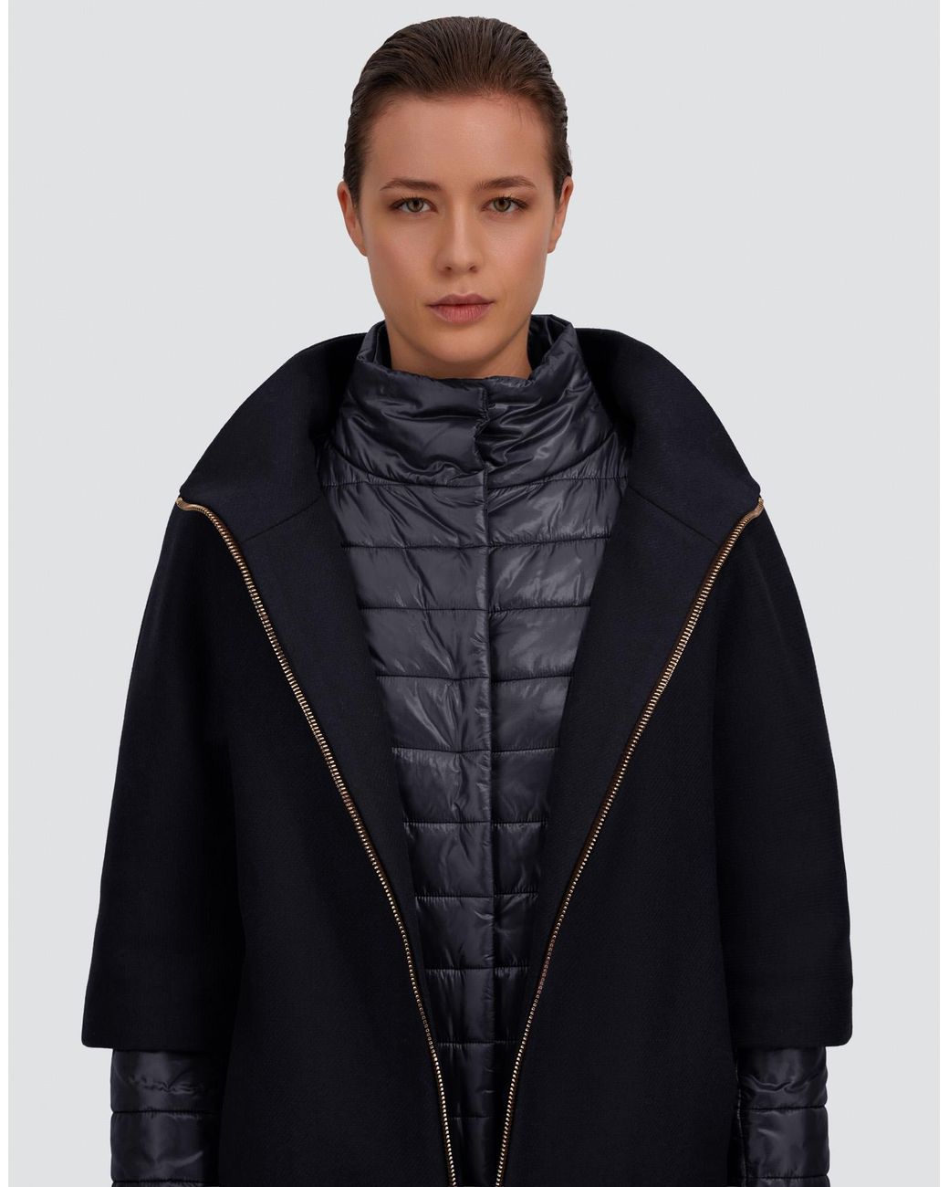 Herno Blue Ecowool And Nylon Ultralight Coat