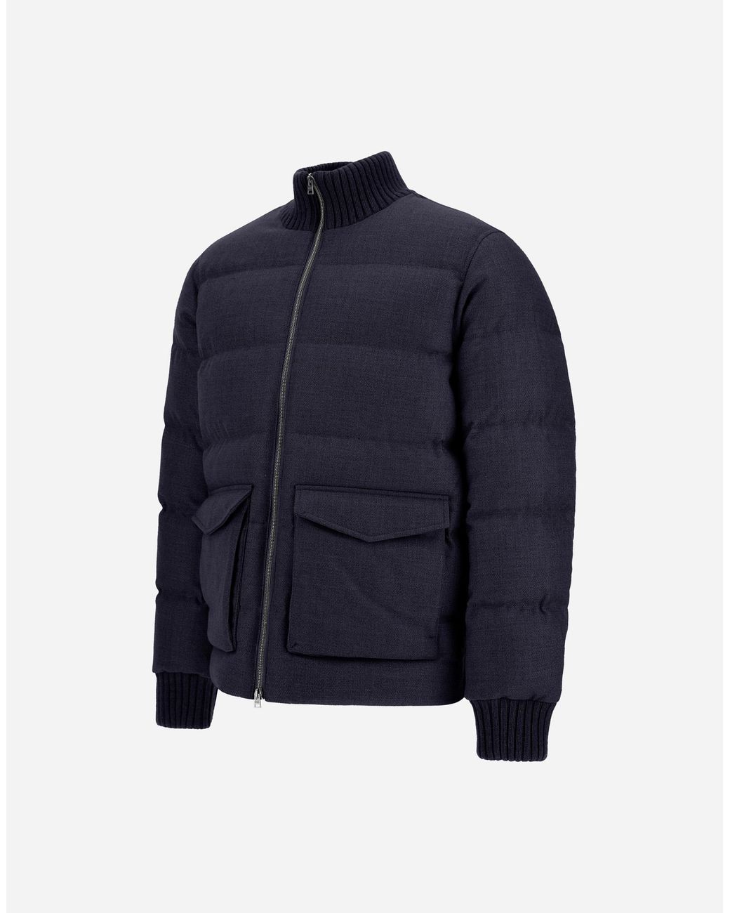 Herno Blue Wool Tweed Bomber Jacket for men