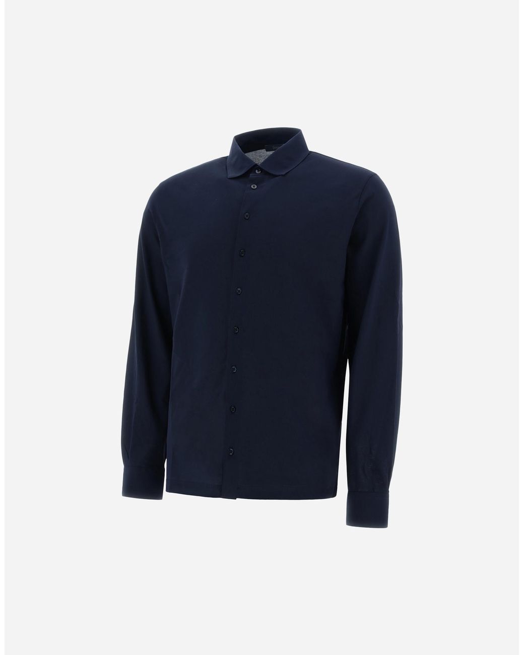 Herno Blue Shirt In Crepe Jersey for men