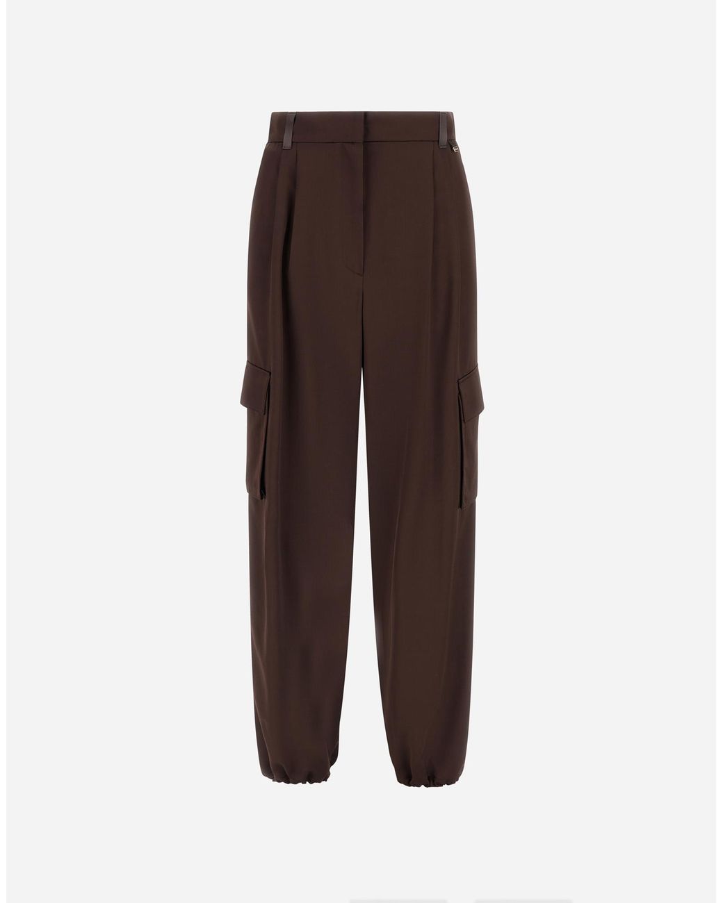 Herno Brown Viscose And Wool Satin Cargo Trousers