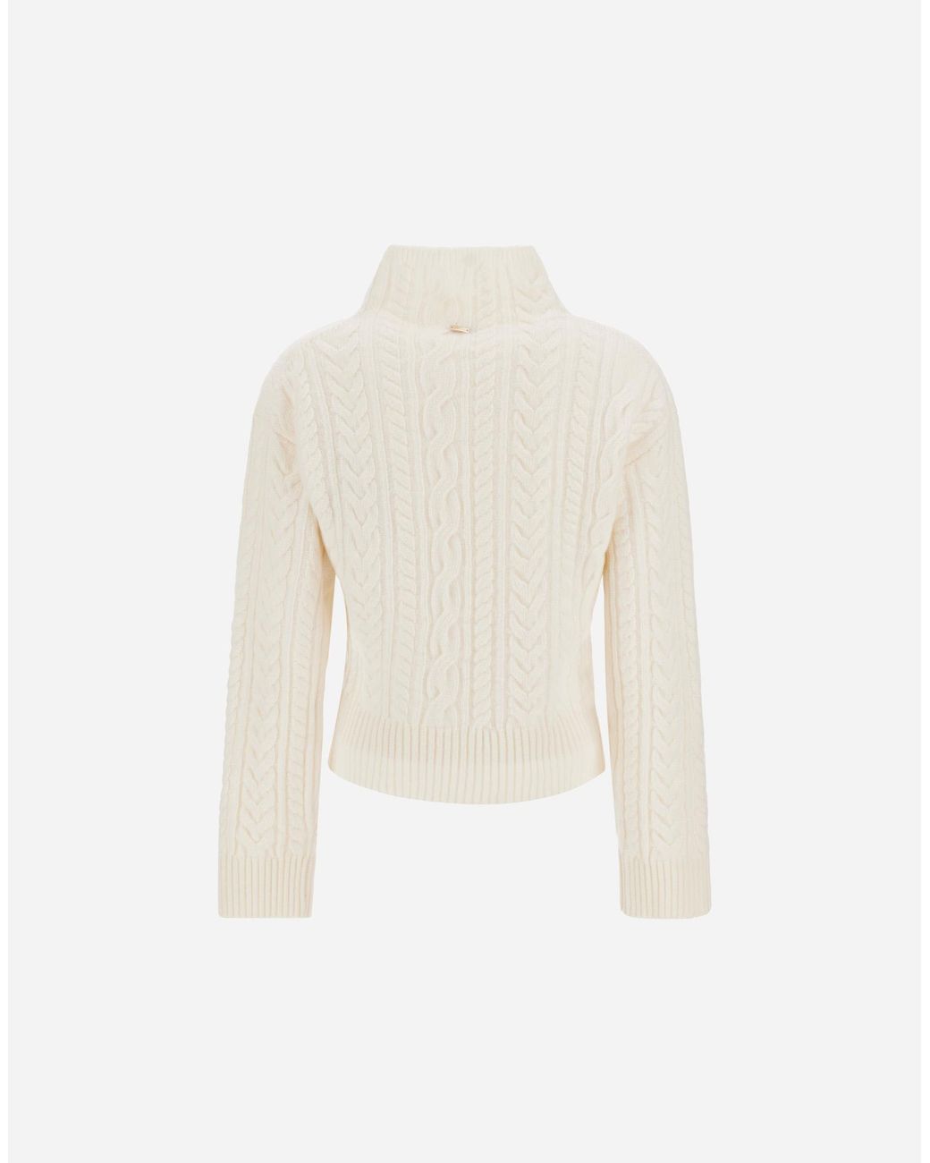 Herno White Cable-Knit Wool Jumper