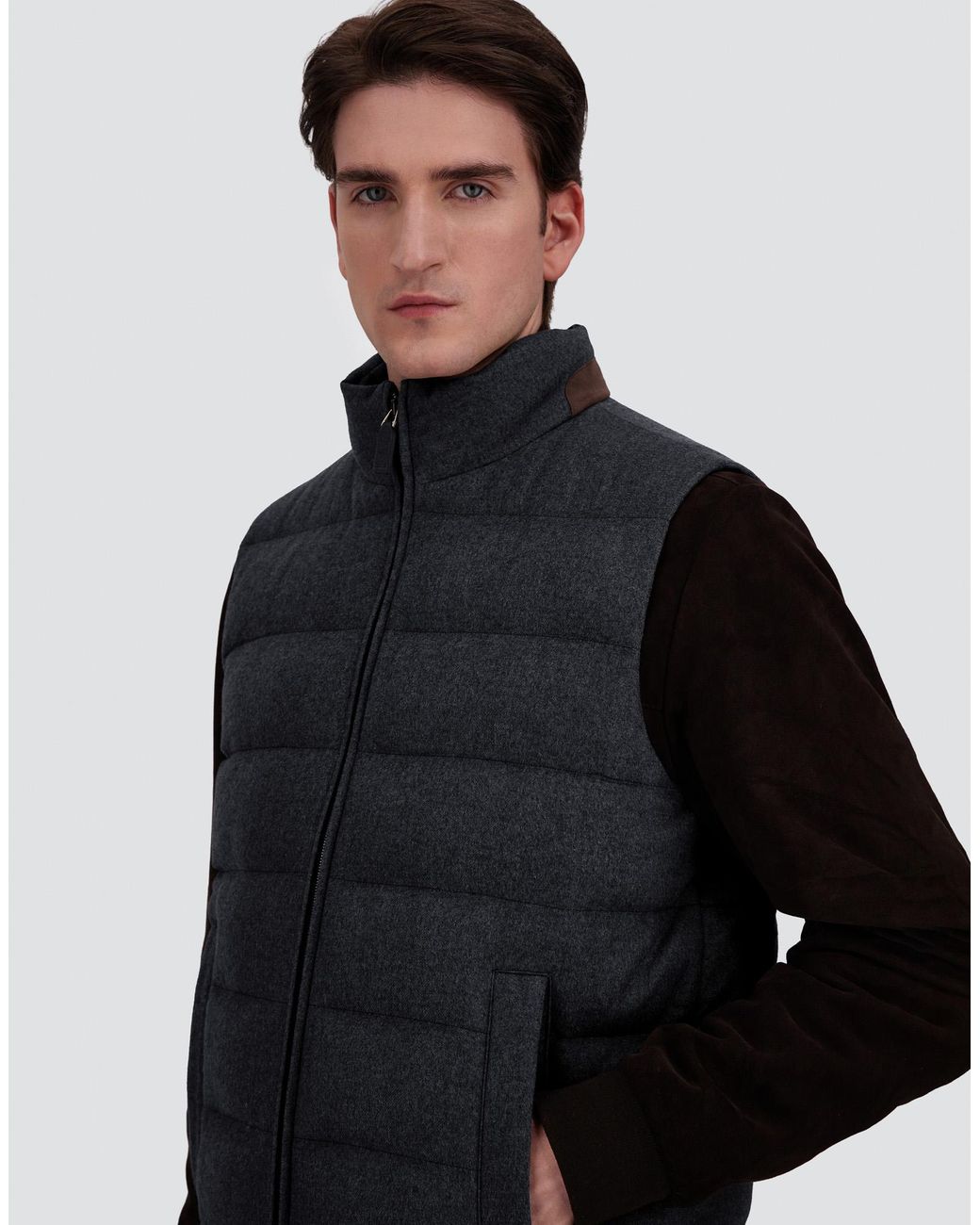 Herno Black Cashmere And Silk Vest With Monogram for men