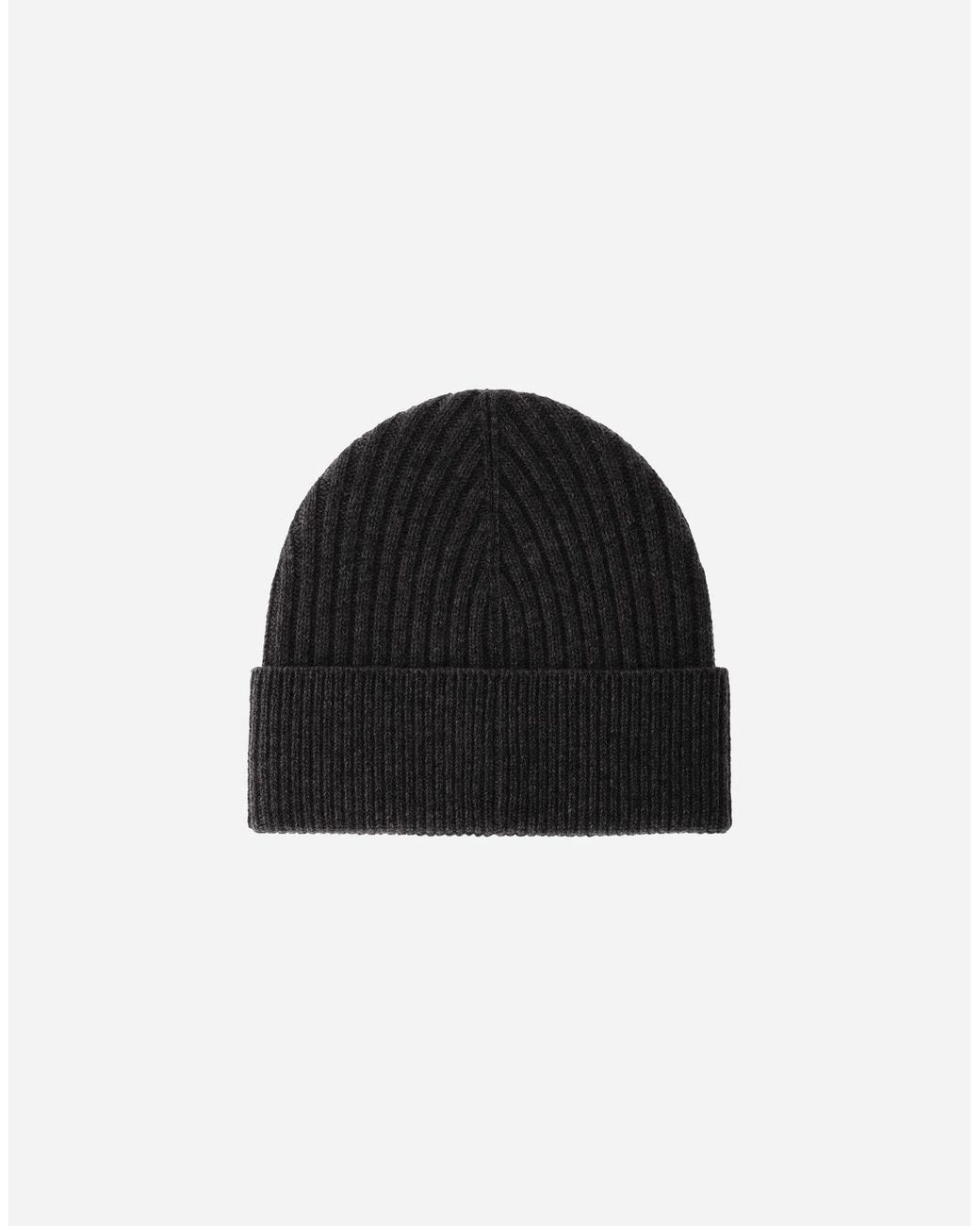 Herno Black Ribbed Wool Beanie for men