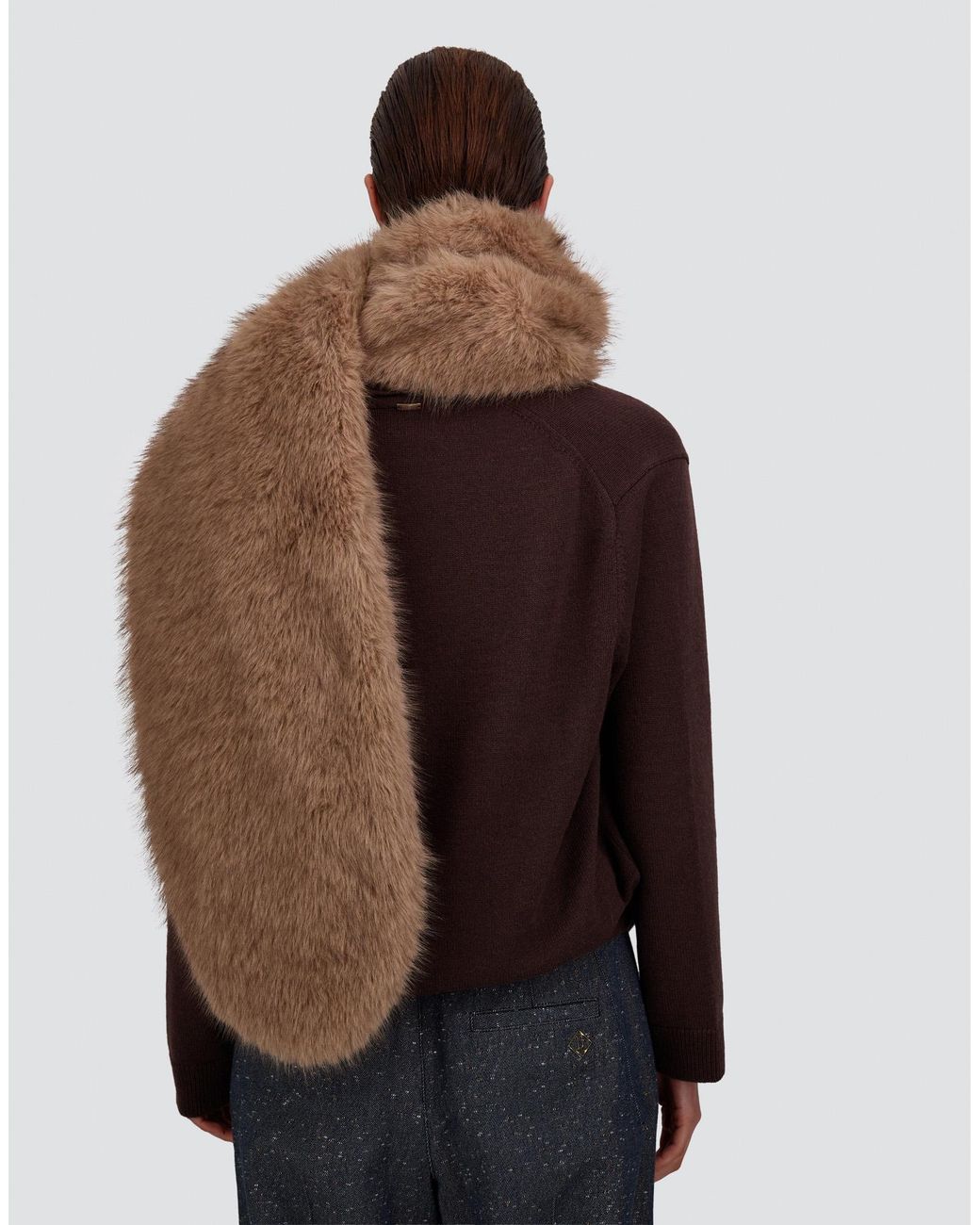 Herno Natural Long-Pile Fur-Touch Scarf