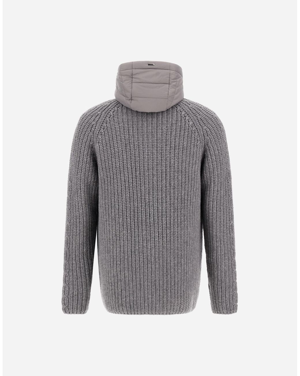 Herno Gray Wool Jacket With Raised Texture And Cable-Knit Detailing for men