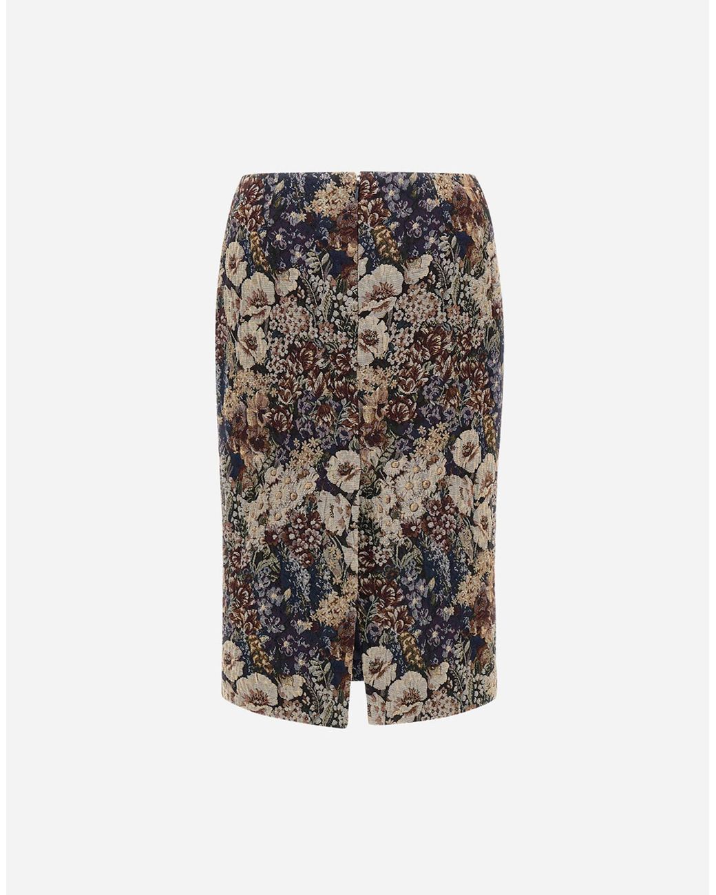 Herno White Jacquard Skirt With Floral Motif