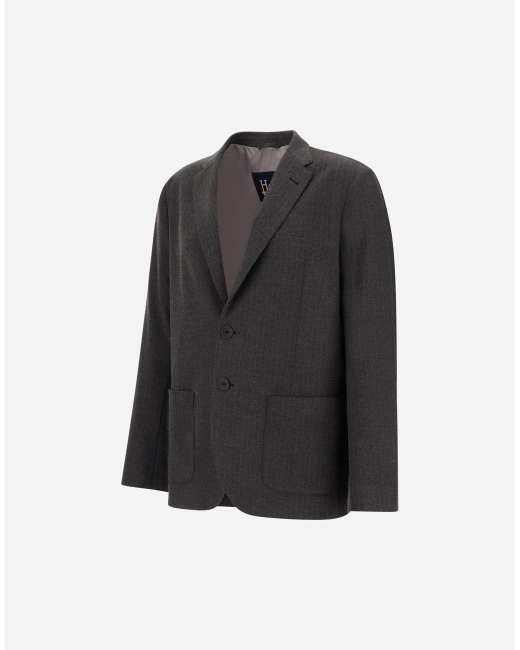 Herno Black Technical Fabric Blazer With Pinstripe Pattern for men