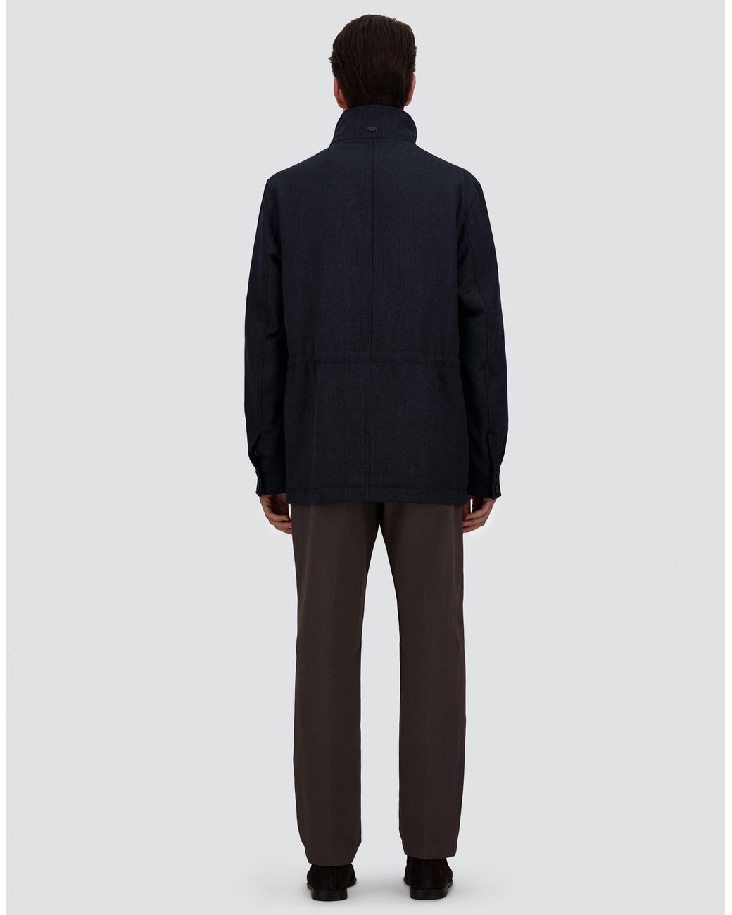 Herno Blue Vintage-Effect Wool-Blend Field Jacket for men
