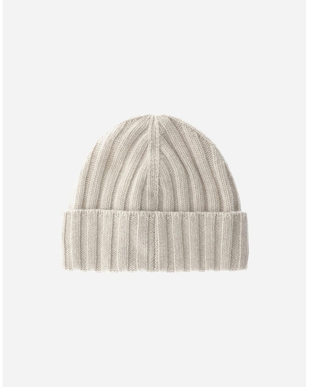 Herno White Ribbed Wool Beanie