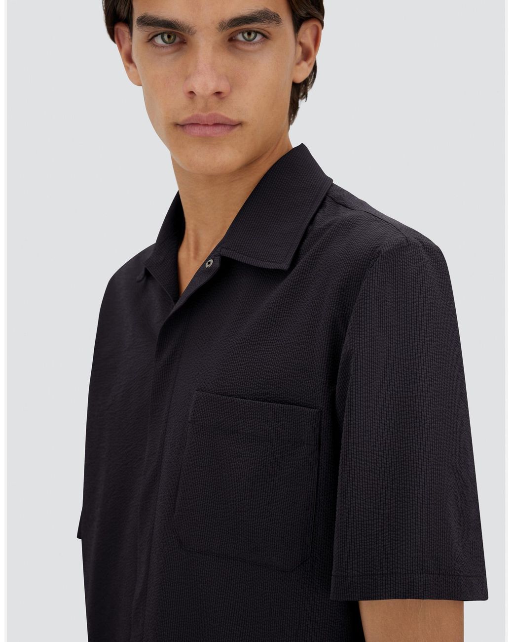 Herno Blue Seer-Crease Shirt for men
