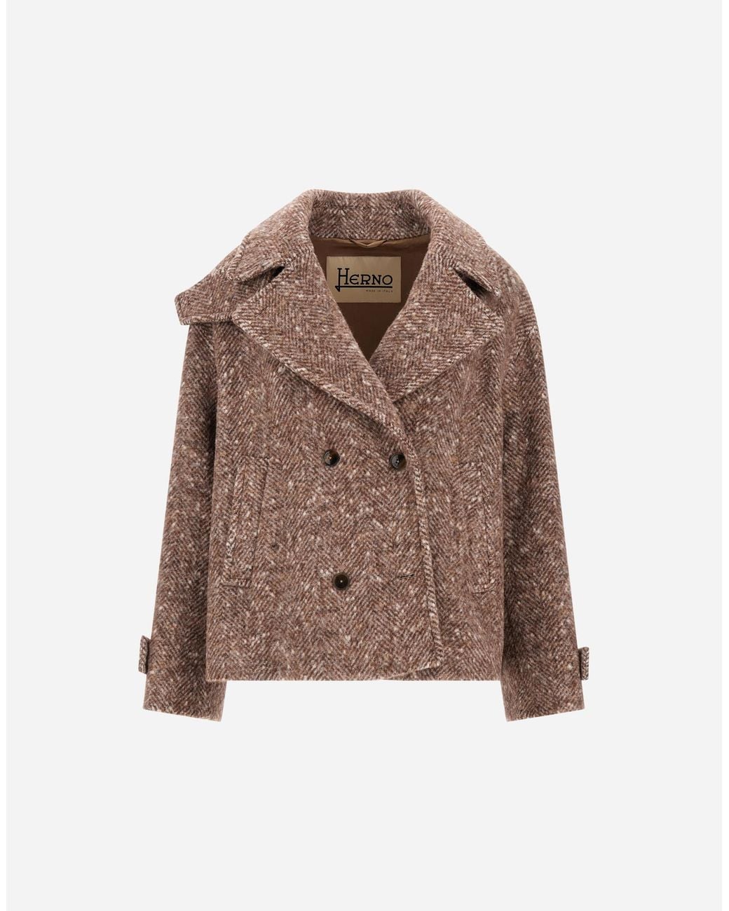 Herno Brown Baby Alpaca And Wool-Blend Peacoat