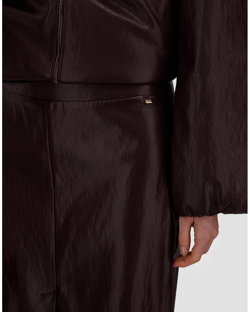Herno Purple Leather-Effect Skirt