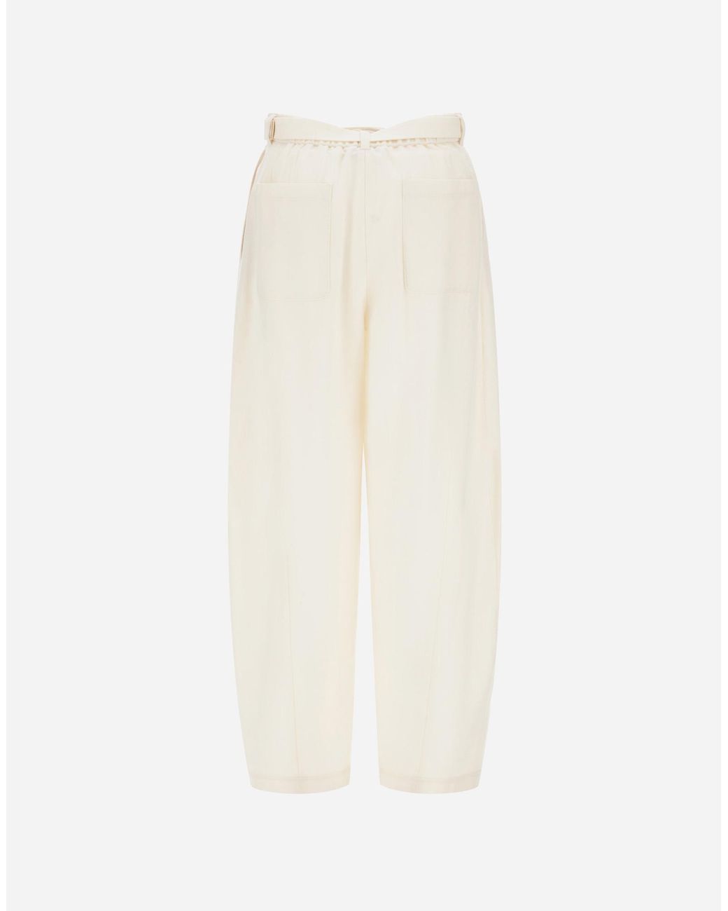 Herno White Wool Flannel Trousers