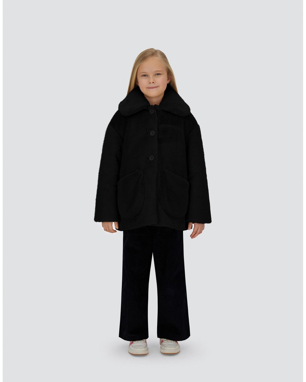 Herno Black Beaver-Effect Fur-Touch Coat