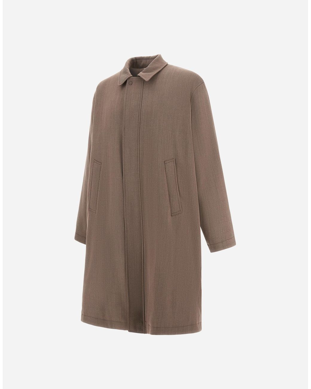 Herno Brown Vintage-Effect Wool-Blend Raincoat for men