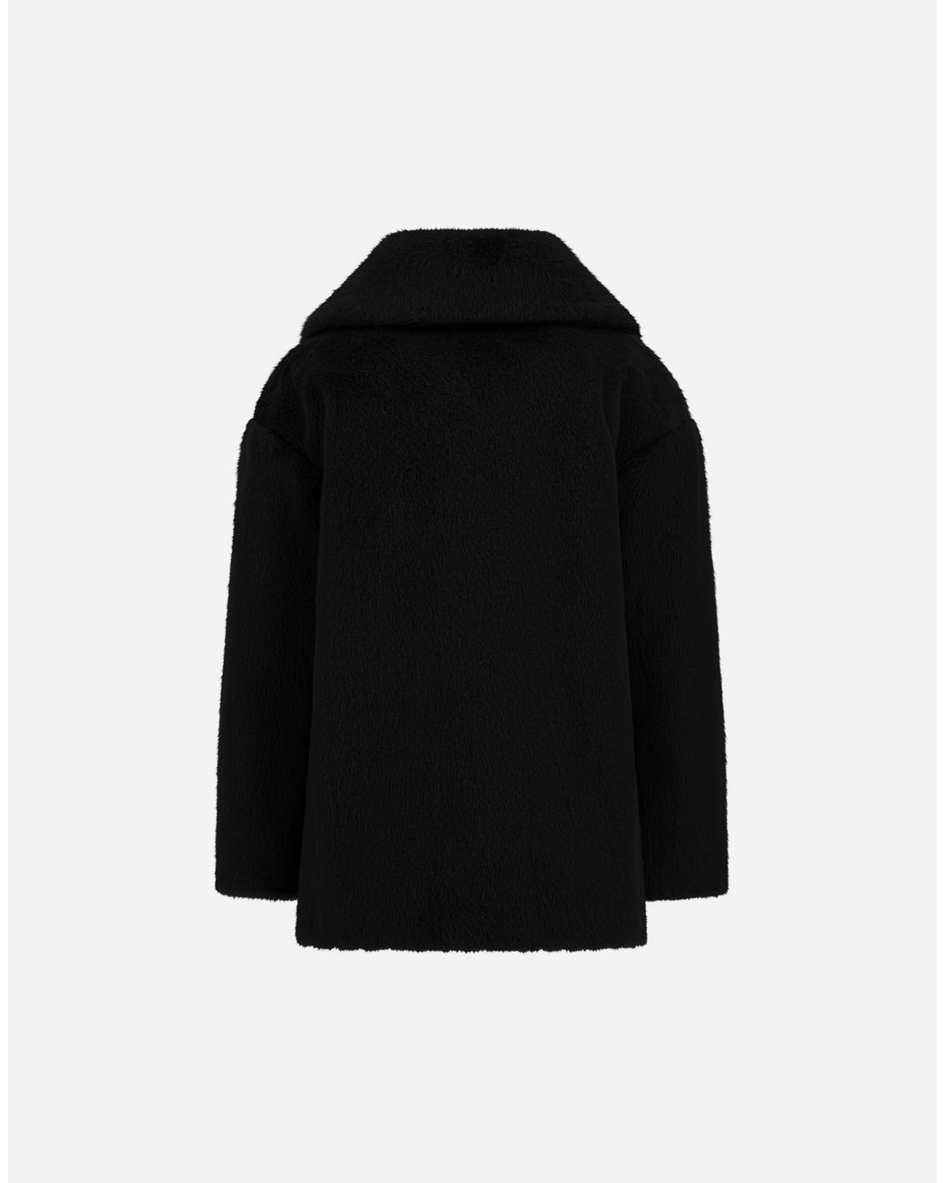 Herno Black Beaver-Effect Fur-Touch Coat