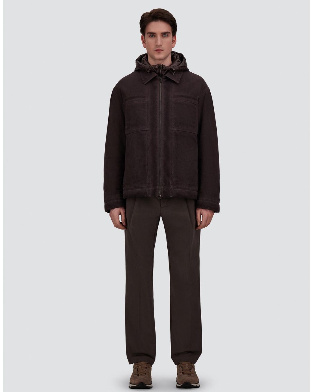 Herno Brown Denim-Effect Gabardine And Nylon Ultralight Jacket for men