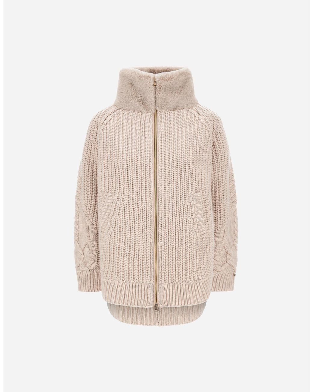 Herno Natural Wool Jacket With Raised Texture And Beaver-Effect Fur Feel