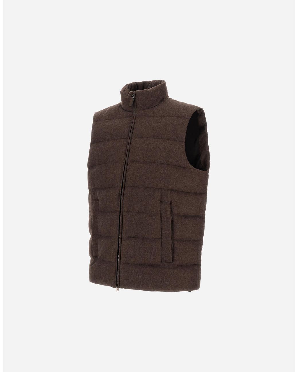 Herno Brown Cashmere And Silk Vest With Monogram for men
