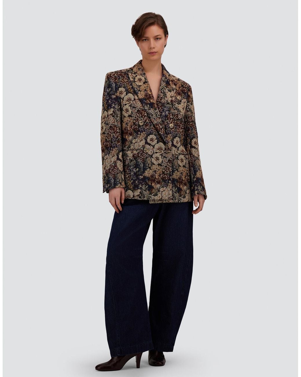 Herno Blue Floral-Motif Jacquard Blazer